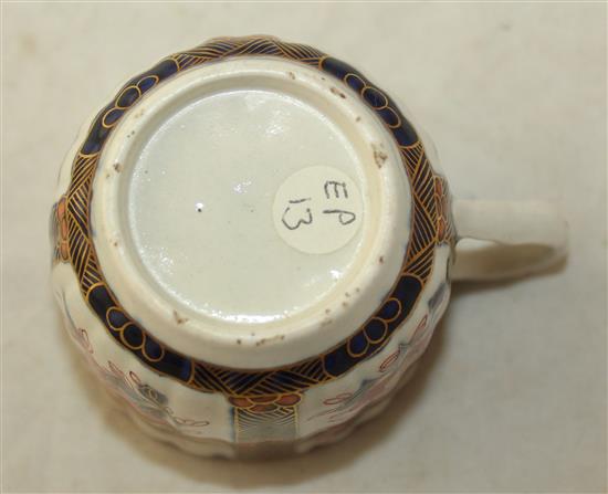 Two Worcester polychrome coffee cups and saucers, c.1775, cup height 7.5cm